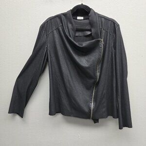 Mote Jacket Womens XXL Gray Asymmetrical Zip Moto Lightweight Collared Stretch